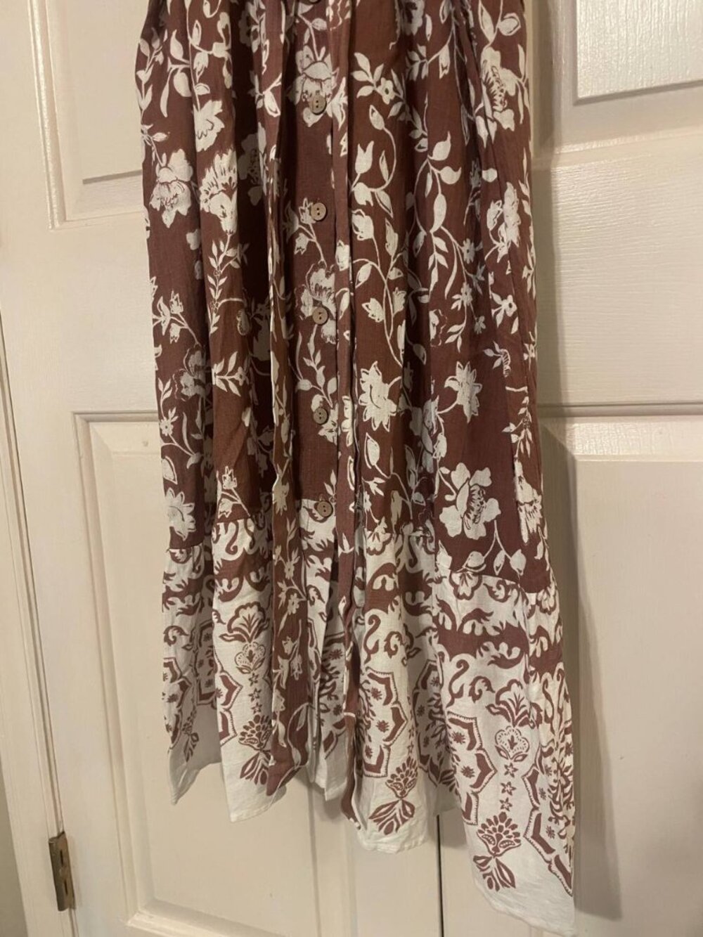Embrace Boho Chic: Lucky Brand 2X Floral Button Front Tie Waist Midi Dress for C - Picture 2 of 8
